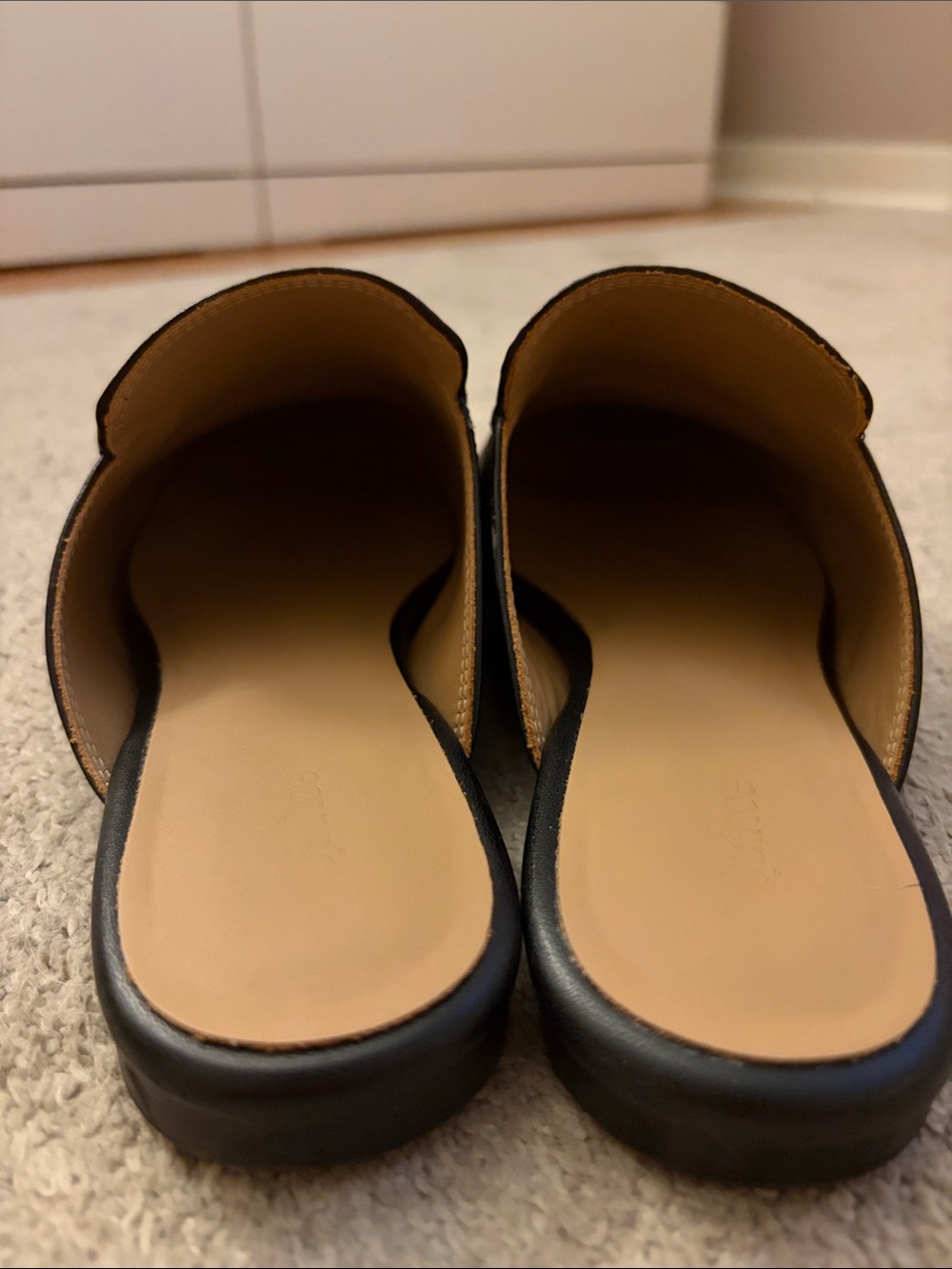 Quince Black Leather Slip-On Mules with Gold Horsebit - Picture 3 of 7